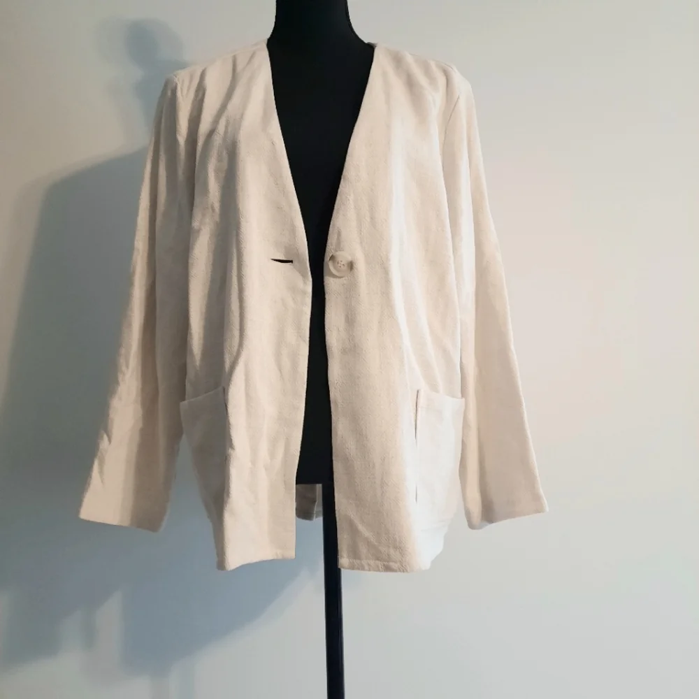 Soft Surroundings Beige Single Button Jacket Size XL